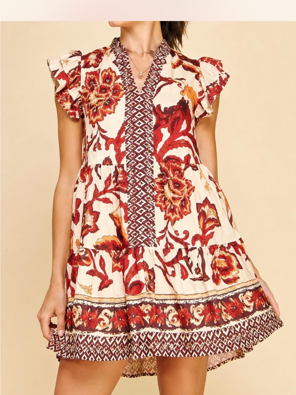 Pinch Anthropologie Floral Boho Mini Drees Size Medium NWT.